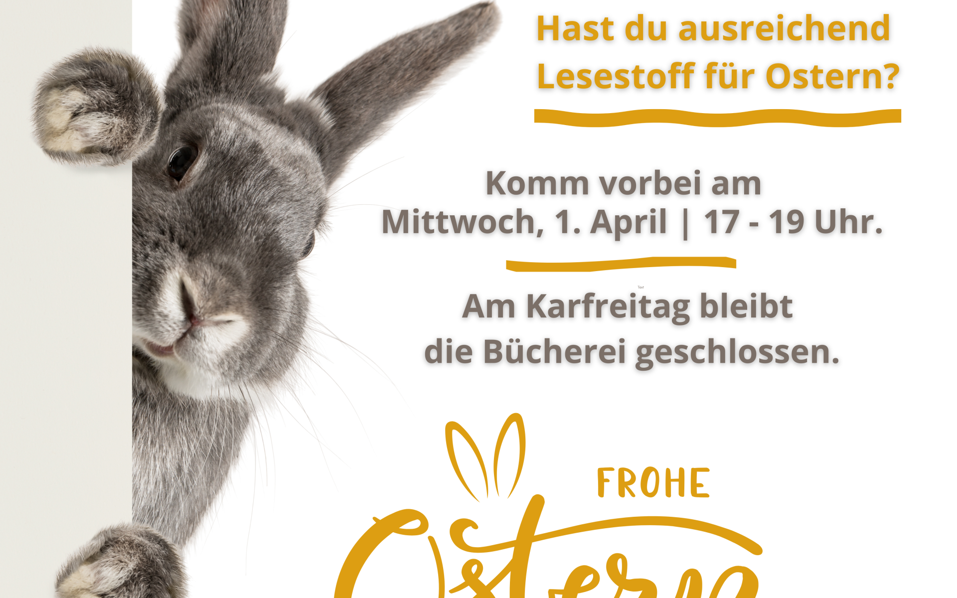 am Karfreitag bleibt die Bücherei geschlossen